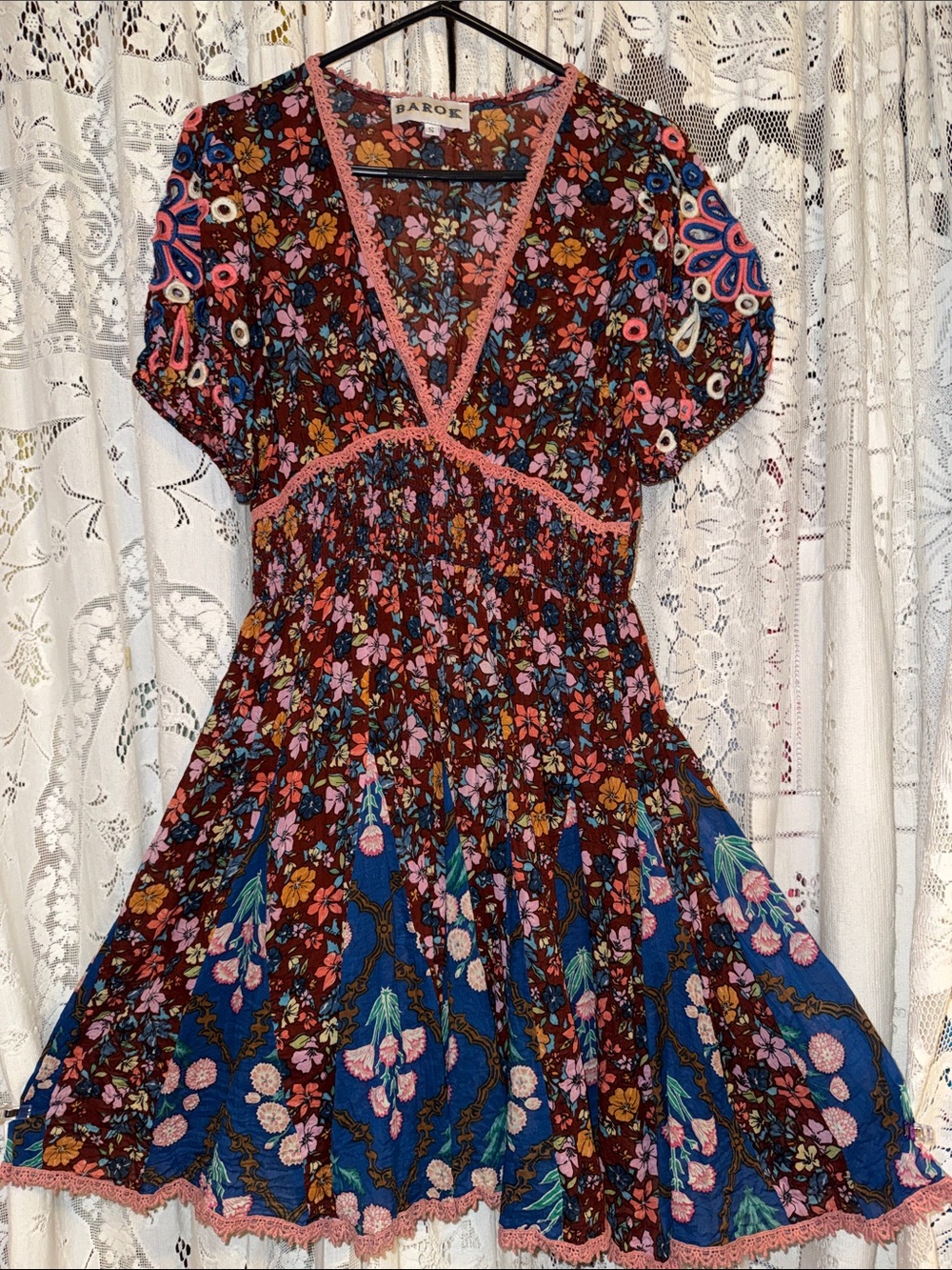 Barok kitsch & pop edition Paris floral smocked dress s